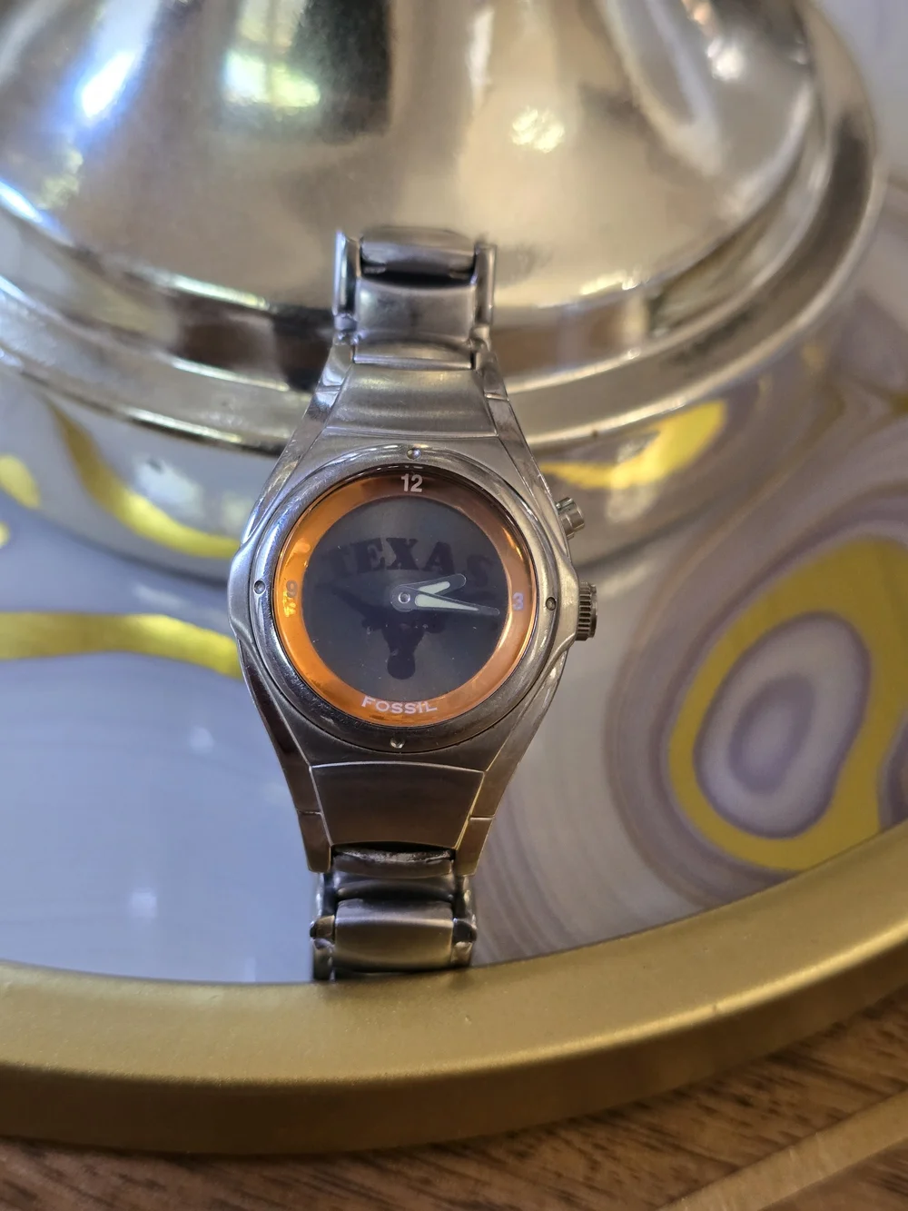 Fossil Texas Longhorns Stainless Steel Watch with Orange Accents